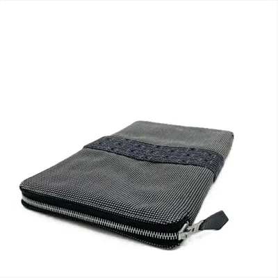 Pre-owned Hermes Gray Polyamide Polyester Long Wallet (bi-fold) ()