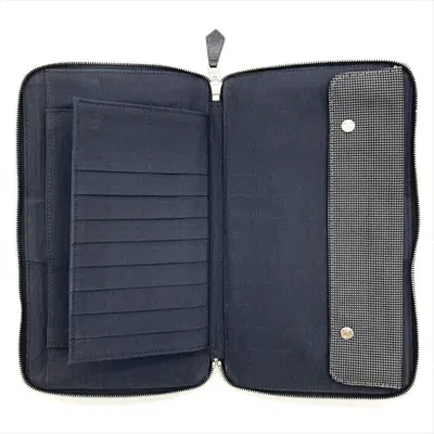 Pre-owned Hermes Gray Polyamide Polyester Long Wallet (bi-fold) ()