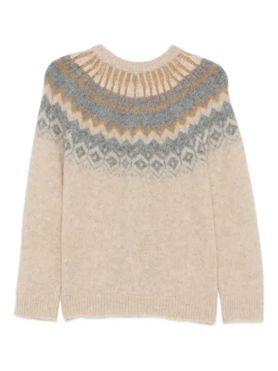Lorena Antoniazzi Patterned Crew-neck Sweater In Neutral
