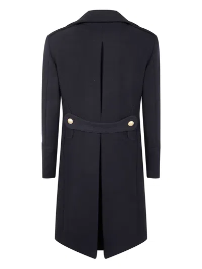 Tagliatore Double-breasted Coat Gold Buttons In Blue