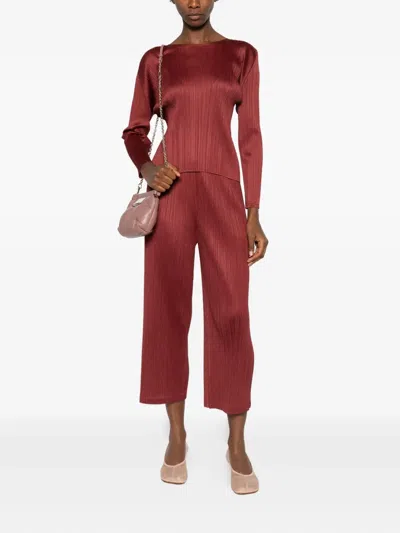 Issey Miyake Pleated Trousers In Brown