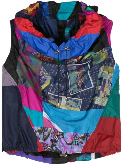 Az Factory Patchwork Sleeveless Hoodie In Multi