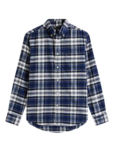 Tommy Hilfiger Plaid Long-sleeved Shirt In Blue