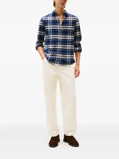 Tommy Hilfiger Plaid Long-sleeved Shirt In Blue