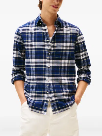 Tommy Hilfiger Plaid Long-sleeved Shirt In Blue