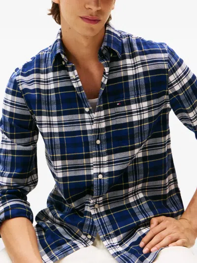 Tommy Hilfiger Plaid Long-sleeved Shirt In Blue