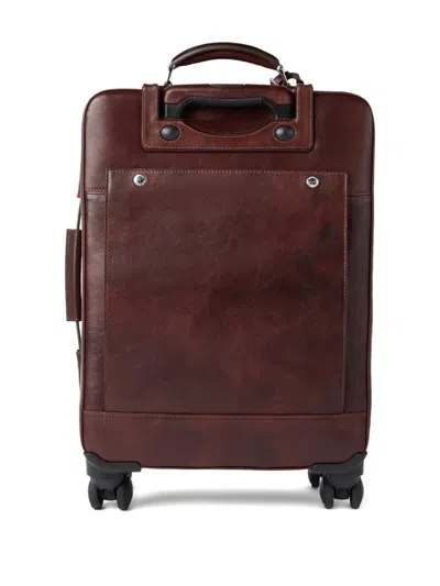 Brunello Cucinelli Burnished Calfskin Suitcase In Burgundy