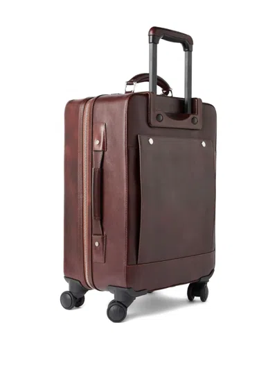Brunello Cucinelli Burnished Calfskin Suitcase In Burgundy