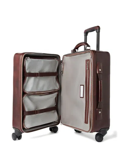 Brunello Cucinelli Burnished Calfskin Suitcase In Burgundy