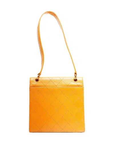Pre-owned Chanel 1997-1999 Diamond Shoulder Bag In Orange