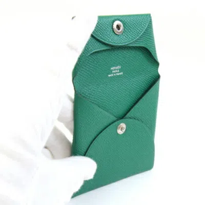 Pre-owned Hermes Green Epsom Leather Coin Purse/coin Case ()