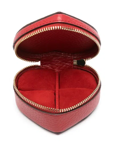 Aspinal Of London Heart Ring Box (4.5cm X 9cm) In Red