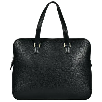 Pre-owned Hermes Navy Fjord Leather Briefcase Tote Bag () In Blue