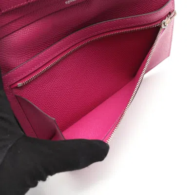 Pre-owned Hermes Pink Epsom Leather Long Wallet (bi-fold) ()