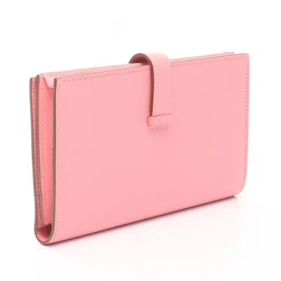 Pre-owned Hermes Pink Epsom Leather Long Wallet (bi-fold) ()