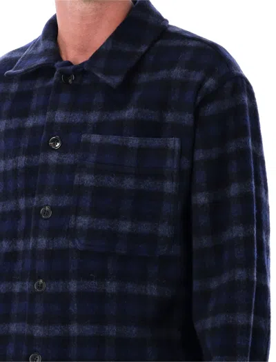 Apc A.p.c. A.p.c. Stanley Checked Wool Overshirt In Blue