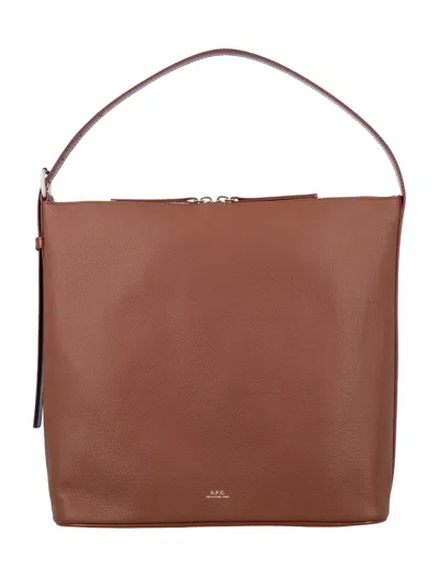 Apc A.p.c. Vera Leather Bag With Adjustable Strap In Brown