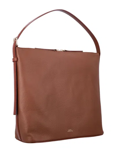 Apc A.p.c. Vera Leather Bag With Adjustable Strap In Brown