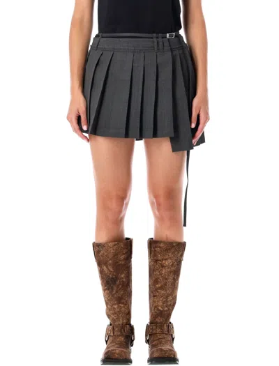 Acne Studios Gray Pleated Miniskirt In Gray