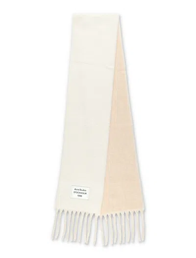 Acne Studios Wool Scarf With Fringes In Neutral