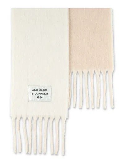 Acne Studios Wool Scarf With Fringes In Neutral