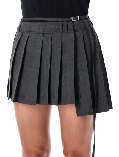 Acne Studios Gray Pleated Miniskirt In Gray