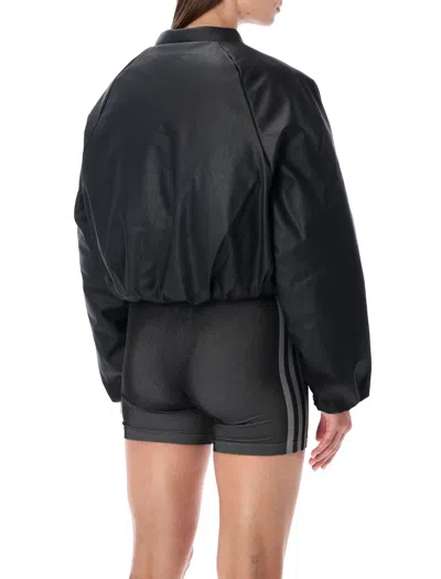Adidas Originals Pleather Bomber Synthetic Down Jacket Black In Black