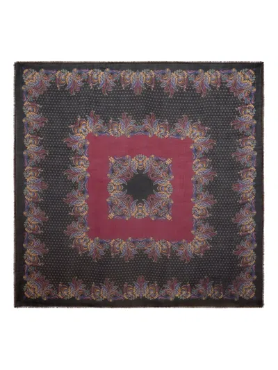 Etro Floral Paisley Cashmere Shawl In Black
