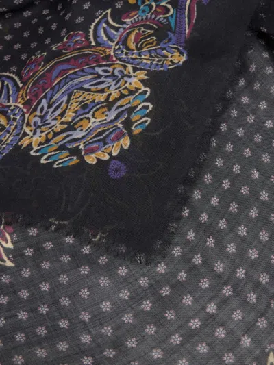 Etro Floral Paisley Cashmere Shawl In Black