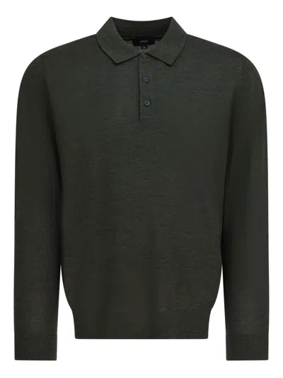 Vince Merino Wool Polo Shirt Polo Shirts Grey In Green