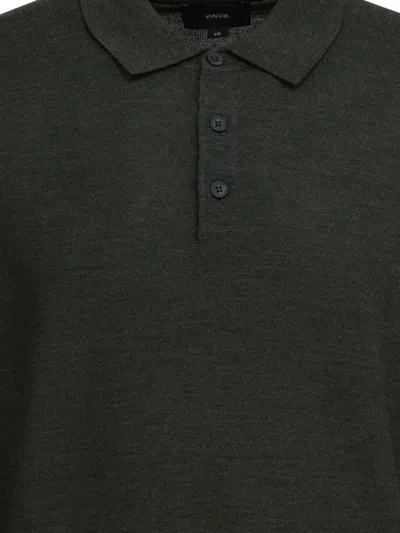 Vince Merino Wool Polo Shirt Polo Shirts Grey In Green
