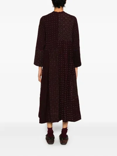 Injiri Polka-dot Panelled Midi Dress In Black