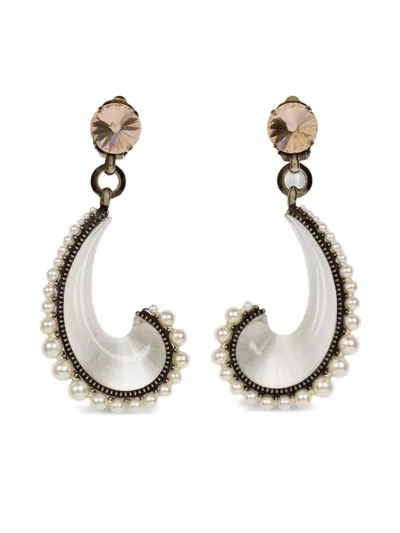 Etro Paisley Pearl Earrings In White