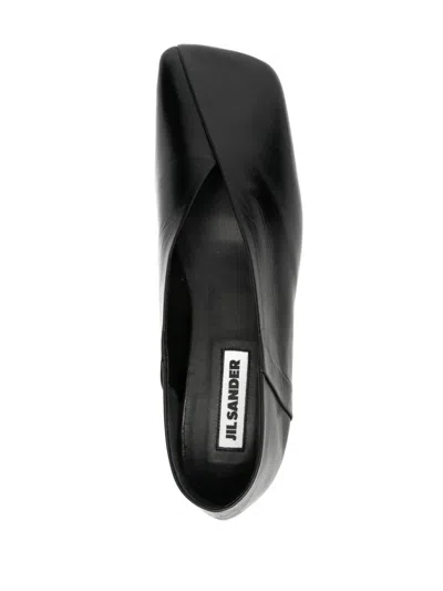 Jil Sander Women Leather Ballet Flats In Black