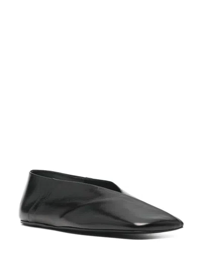 Jil Sander Women Leather Ballet Flats In Black