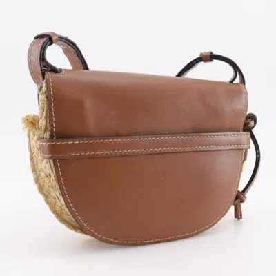 Pre-owned Loewe Brown Leather Raffia Shoulder Bag ()