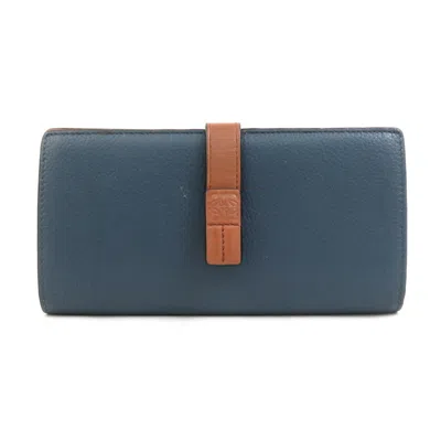 Pre-owned Loewe Brown Navy Leather Long Wallet (bi-fold) ()