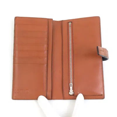 Pre-owned Loewe Brown Navy Leather Long Wallet (bi-fold) ()