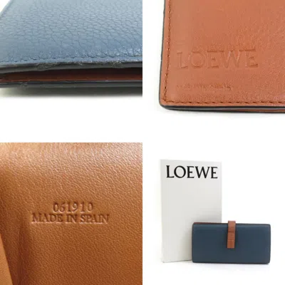 Pre-owned Loewe Brown Navy Leather Long Wallet (bi-fold) ()