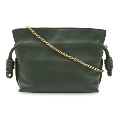 Pre-owned Loewe Dark Green Green Leather Pochette Shoulder Bag ()