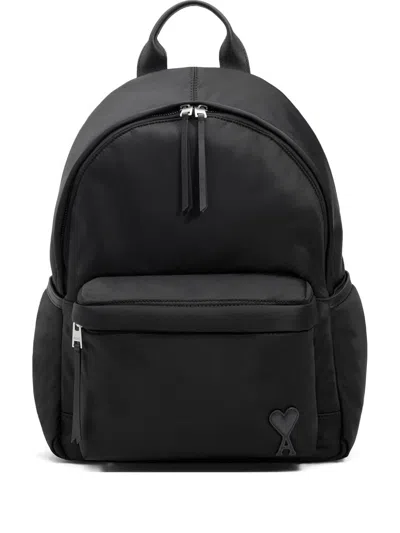 Ami Alexandre Mattiussi Ami Paris Nylon Backpack In Black