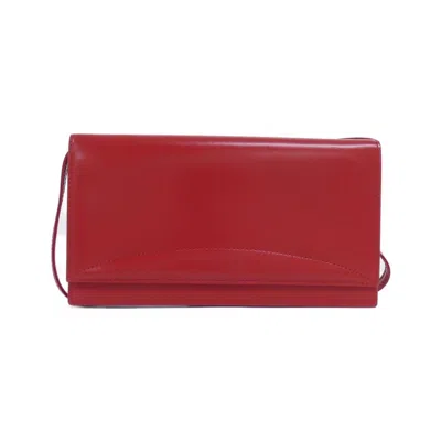 Pre-owned Loewe Red Color Leather Chain/shoulder Wallet ()