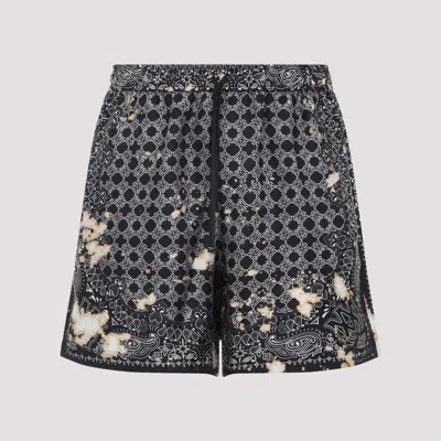 Amiri Bleach Bandana Silk Shorts In Black