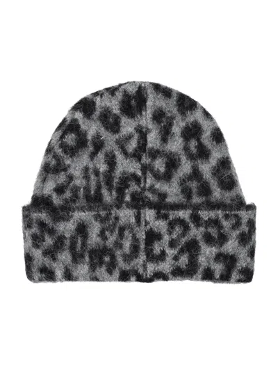 Anine Bing Elia Alpaca-wool Beanie Grey Leopard Pattern