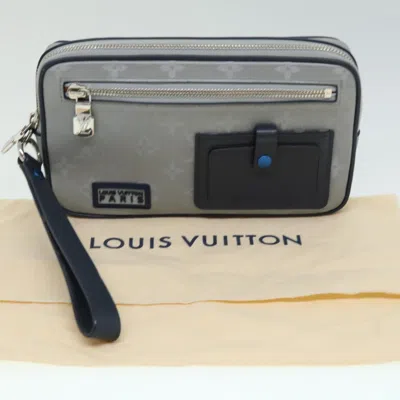 Pre-owned Louis Vuitton Alpha Silver Leather Clutch Bag ()