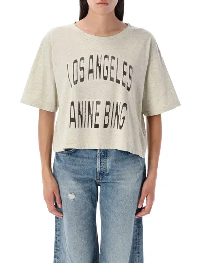 Anine Bing Graphic Print Cropped T-shirt With Short Sleeves In Neutral