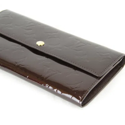Pre-owned Louis Vuitton Amarante Wine Vernis Long Wallet (bi-fold) ()