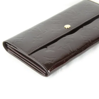 Pre-owned Louis Vuitton Amarante Wine Vernis Long Wallet (bi-fold) ()