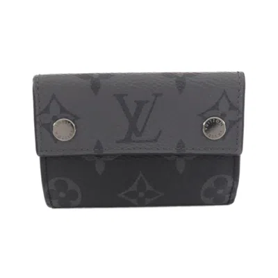 Pre-owned Louis Vuitton Black Gris Coated Canvas Wallet (tri-fold) () In Multi