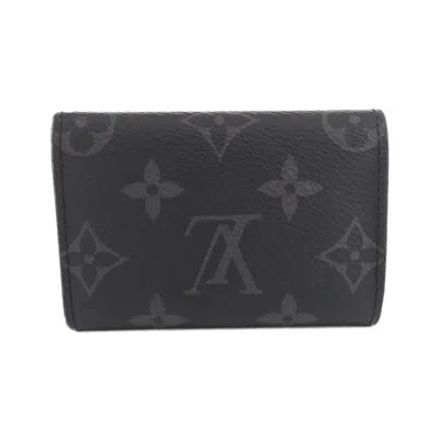 Pre-owned Louis Vuitton Black Gris Coated Canvas Wallet (tri-fold) () In Multi